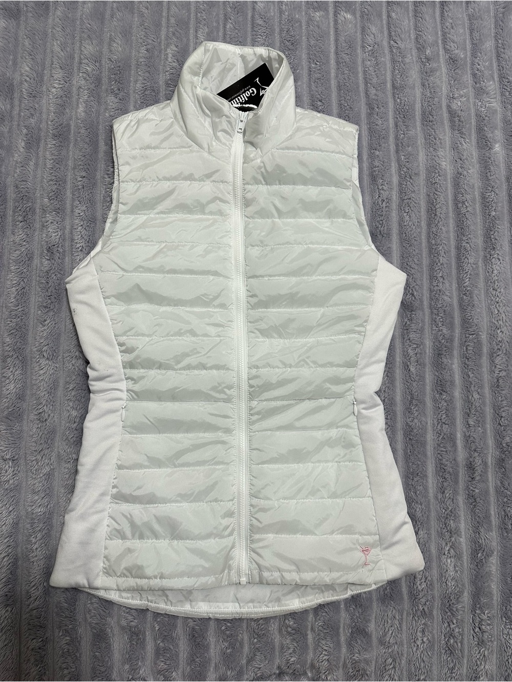 White Quilted Sleeveless Vest by C.C. Golf